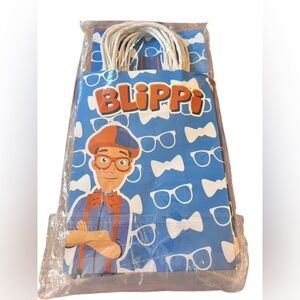 Blippi Birthday Treat Bags Double Handles Heavy Construction 16 Pc Red Blue